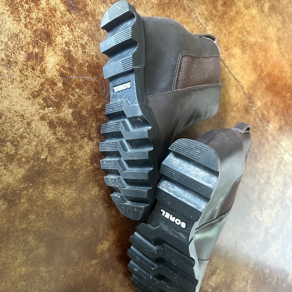 Sorel Dark Brown Leather Platform Ankle Booties - Picture 3 of 3